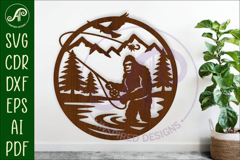 Bigfoot Fly Fishing wall art sign, SVG file SVG APInspireddesigns 