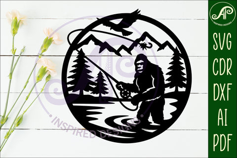 Bigfoot Fly Fishing wall art sign, SVG file SVG APInspireddesigns 