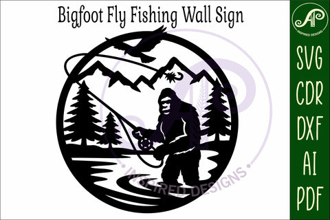 Bigfoot Fly Fishing wall art sign, SVG file SVG APInspireddesigns 