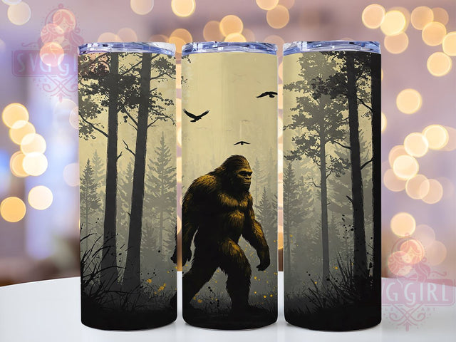 Bigfoot Forest 20oz Tumbler Wrap, Forest Scene Cup, 20oz Sublimation, Watercolor Design, Sasquatch Gift, Nature Lover Drinkware, Outdoor Adventure Tumbler Sublimation SvggirlplusArt 
