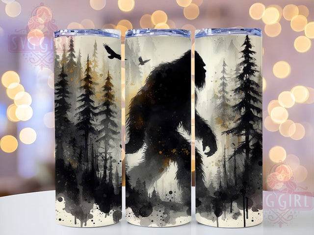 Bigfoot Forest 20oz Tumbler Wrap, Forest Scene Cup, 20oz Sublimation, Watercolor Design, Sasquatch Gift, Nature Lover Drinkware, Outdoor Adventure Tumbler Sublimation SvggirlplusArt 