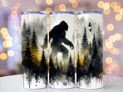 Bigfoot Forest 20oz Tumbler Wrap, Forest Scene Cup, 20oz Sublimation, Watercolor Design, Sasquatch Gift, Nature Lover Drinkware, Outdoor Adventure Tumbler Sublimation SvggirlplusArt 