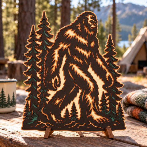 Bigfoot Forest 3D SVG | Sasquatch Laser Cut File | 6 Layer Bigfoot SVG | Woodland Cryptid DXF | Layered Nature Wall Art 3D Paper HappyDesignStudio 