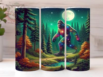 Bigfoot Glitter Tumbler Wrap, Sasquatch Forest Design, 20oz Sublimation Wrap, Bigfoot Art, Digital Download Tumbler, Outdoor Adventure Drinkware, Unique Tumbler Design Sublimation Lara' s Designs 