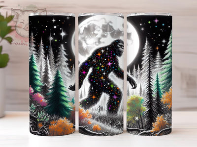 Bigfoot Glitter Tumbler Wrap, Sasquatch Forest Design, 20oz Sublimation Wrap, Bigfoot Art, Digital Download Tumbler, Outdoor Adventure Drinkware, Unique Tumbler Design Sublimation Lara' s Designs 