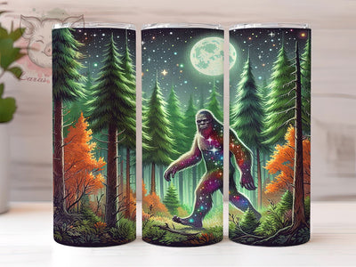 Bigfoot Glitter Tumbler Wrap, Sasquatch Forest Design, 20oz Sublimation Wrap, Bigfoot Art, Digital Download Tumbler, Outdoor Adventure Drinkware, Unique Tumbler Design Sublimation Lara' s Designs 