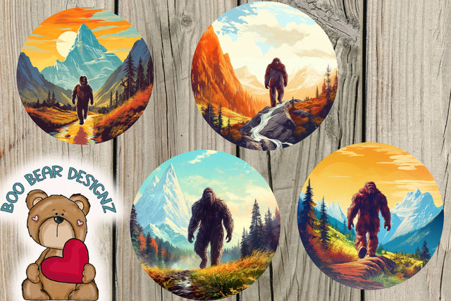 Bigfoot in the wilderness Clipart Sublimation Boo Bear Designz 