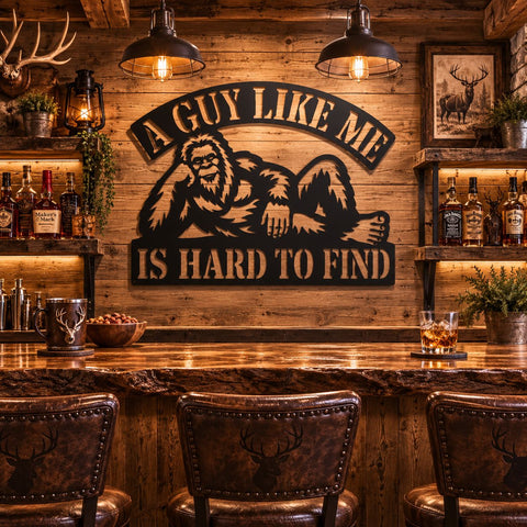 Bigfoot Laser SVG | A Guy Like Me Is Hard to Find | Funny Sasquatch DXF | Plasma CNC Laser Cut File | Rustic Cabin Sign SVG HappyDesignStudio 