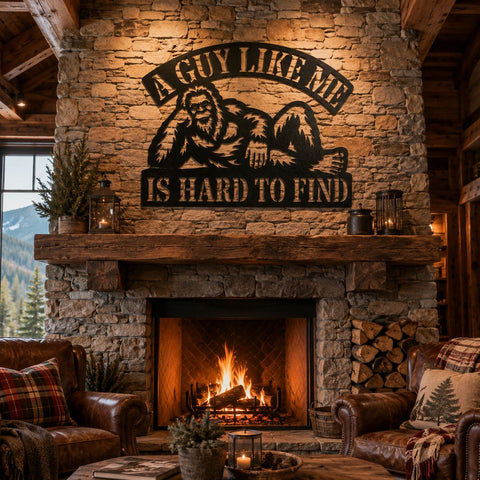 Bigfoot Laser SVG | A Guy Like Me Is Hard to Find | Funny Sasquatch DXF | Plasma CNC Laser Cut File | Rustic Cabin Sign SVG HappyDesignStudio 