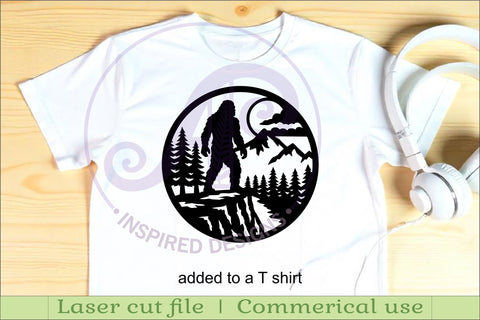 Bigfoot Moonlight Forest Wall Sign SVG Night Sasquatch Laser art SVG APInspireddesigns 