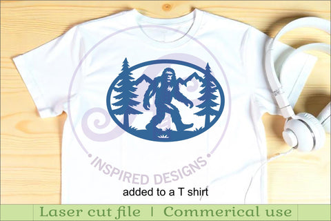 Bigfoot mountain scene Oval wall sign laser cut file SVG APInspireddesigns 