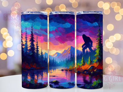 Bigfoot Mountain Sunset Tumbler, Mountain Sunset Wrap, Bigfoot Tumbler Design, 20oz Sublimation Wrap, Sunset Mountain Tumbler, Mythical Creature Wrap, Wilderness Tumbler Sublimation SvggirlplusArt 