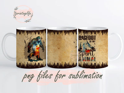 Bigfoot Mug Wrap Design, Instant Digital Design Download Mug Wrap Design, Mug Design PNG Sublimation PrintingLife 