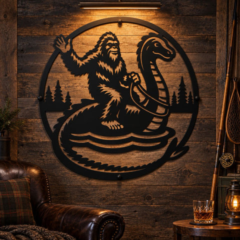 Bigfoot Nessie Laser SVG | Sasquatch Loch Ness Monster DXF | Cryptid Metal Art | CNC Plasma Cut File | Cabin Wall Decor SVG HappyDesignStudio 