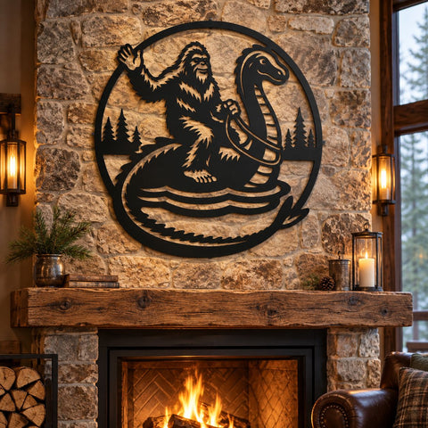 Bigfoot Nessie Laser SVG | Sasquatch Loch Ness Monster DXF | Cryptid Metal Art | CNC Plasma Cut File | Cabin Wall Decor SVG HappyDesignStudio 