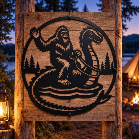 Bigfoot Nessie Laser SVG | Sasquatch Loch Ness Monster DXF | Cryptid Metal Art | CNC Plasma Cut File | Cabin Wall Decor SVG HappyDesignStudio 