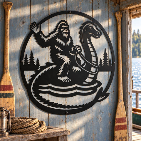 Bigfoot Nessie Laser SVG | Sasquatch Loch Ness Monster DXF | Cryptid Metal Art | CNC Plasma Cut File | Cabin Wall Decor SVG HappyDesignStudio 