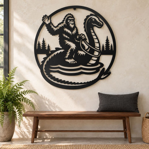 Bigfoot Nessie Laser SVG | Sasquatch Loch Ness Monster DXF | Cryptid Metal Art | CNC Plasma Cut File | Cabin Wall Decor SVG HappyDesignStudio 