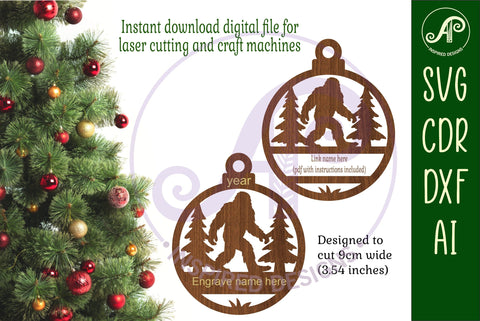 Bigfoot personalized Christmas Ornament SVG SVG APInspireddesigns 