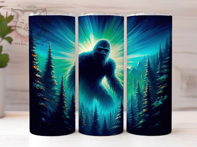 Bigfoot Sasquatch 20oz Cryptid Tumbler, Bigfoot Tumbler, Sasquatch Tumbler, Forest Tumbler, Cryptid Tumbler, Bigfoot Sublimation, Sasquatch Wrap, Mythical Creature Tumbler Sublimation Lara' s Designs 