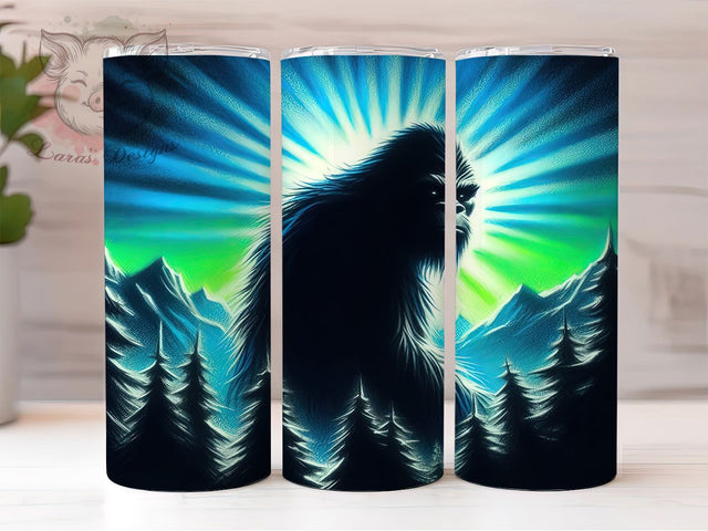 Bigfoot Sasquatch 20oz Cryptid Tumbler, Bigfoot Tumbler, Sasquatch Tumbler, Forest Tumbler, Cryptid Tumbler, Bigfoot Sublimation, Sasquatch Wrap, Mythical Creature Tumbler Sublimation Lara' s Designs 