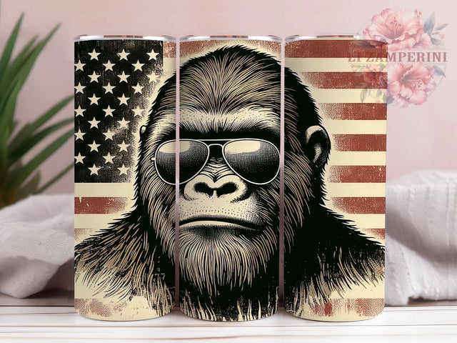 Bigfoot Sasquatch Patriotic Funny Tumbler, Sasquatch Tumbler, Patriotic Tumbler, USA Flag Tumbler, Cryptid Tumbler, 20oz Sublimation Wrap, Funny Bigfoot Tumbler Sublimation Li Zamperini 