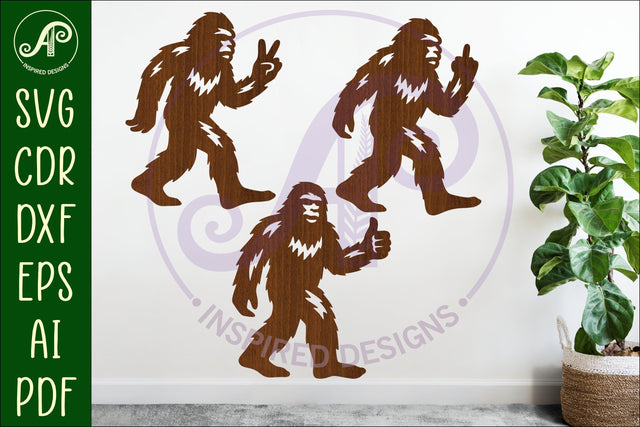 Bigfoot silhouette laser cut outs SVG file 1 SVG APInspireddesigns 