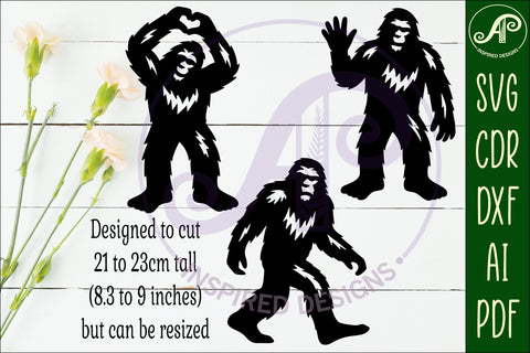 Bigfoot silhouette laser cut outs SVG file 2 SVG APInspireddesigns 