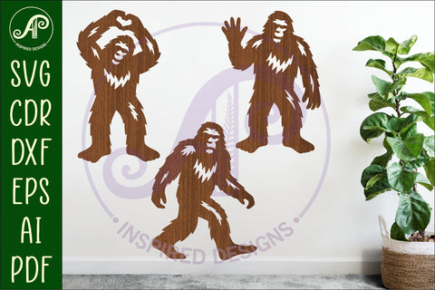 Bigfoot silhouette laser cut outs SVG file 2 SVG APInspireddesigns 