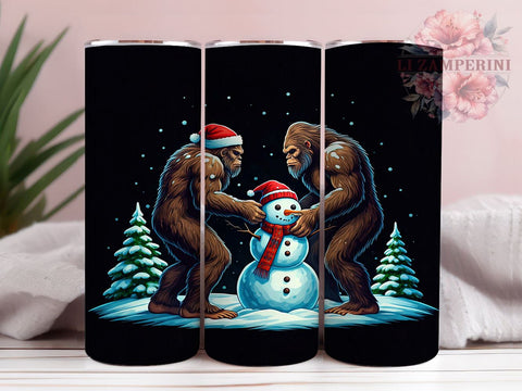 Bigfoot Snowman Christmas Tumbler Wrap, Bigfoot Tumbler, Snowman Tumbler, Sublimation Wrap, Holiday Drinkware, Custom Tumbler, Winter Decor Sublimation Li Zamperini 