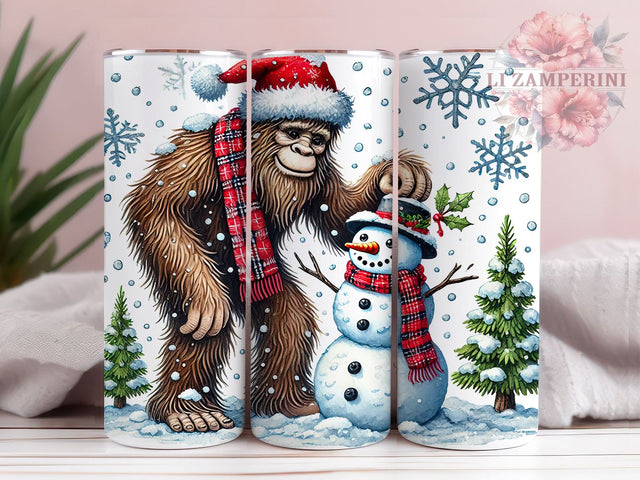 Bigfoot Snowman Christmas Tumbler Wrap, Bigfoot Tumbler, Snowman Tumbler, Sublimation Wrap, Holiday Drinkware, Custom Tumbler, Winter Decor Sublimation Li Zamperini 