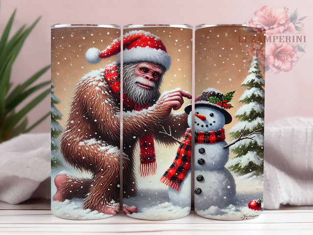 Bigfoot Snowman Christmas Tumbler Wrap, Bigfoot Tumbler, Snowman Tumbler, Sublimation Wrap, Holiday Drinkware, Custom Tumbler, Winter Decor Sublimation Li Zamperini 