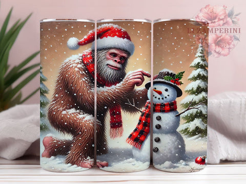 Bigfoot Snowman Christmas Tumbler Wrap, Bigfoot Tumbler, Snowman Tumbler, Sublimation Wrap, Holiday Drinkware, Custom Tumbler, Winter Decor Sublimation Li Zamperini 