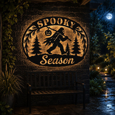 Bigfoot Spooky Season Laser SVG | Sasquatch Halloween DXF | Pumpkin Metal Sign Svg | CNC Plasma Cut File | Fall Wall Decor SVG HappyDesignStudio 