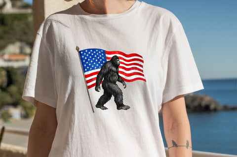 Bigfoot, USA Flag PNG Sublimation Clipart Sublimation SVGArt 