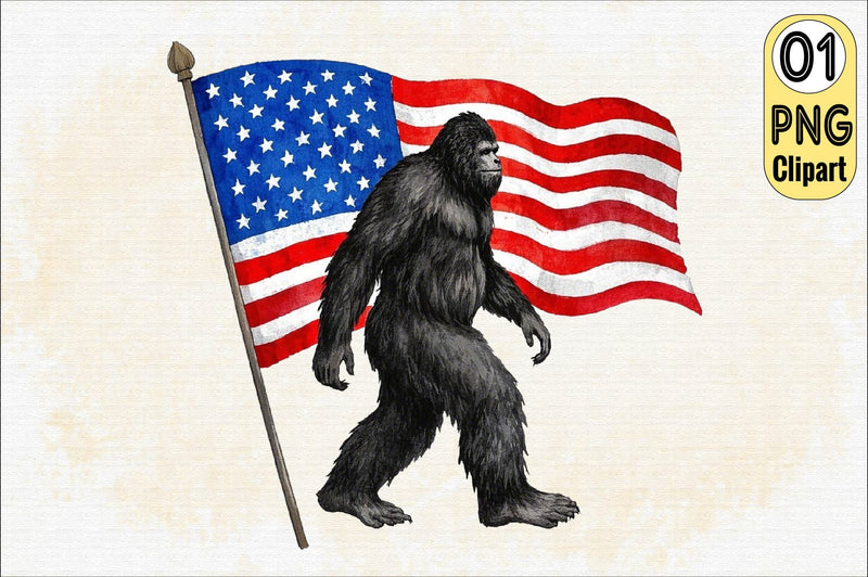 Bigfoot, USA Flag PNG Sublimation Clipart Sublimation SVGArt 