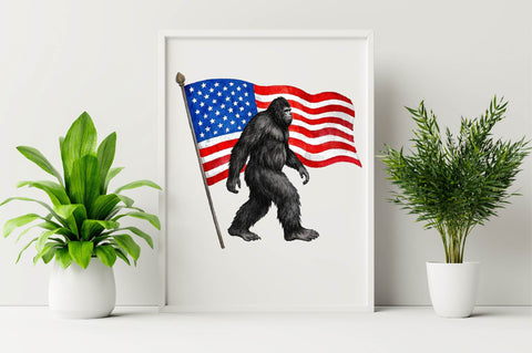 Bigfoot, USA Flag PNG Sublimation Clipart Sublimation SVGArt 
