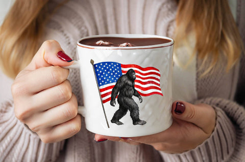 Bigfoot, USA Flag PNG Sublimation Clipart Sublimation SVGArt 