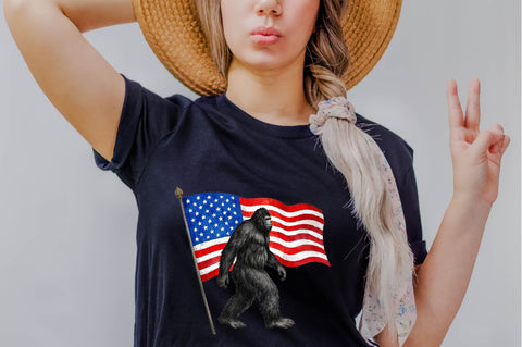 Bigfoot, USA Flag PNG Sublimation Clipart Sublimation SVGArt 
