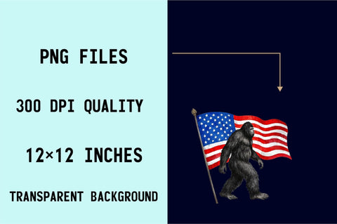 Bigfoot, USA Flag PNG Sublimation Clipart Sublimation SVGArt 