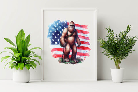Bigfoot, USA Flag Sublimation Clipart Sublimation SVGArt 