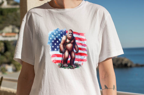 Bigfoot, USA Flag Sublimation Clipart Sublimation SVGArt 