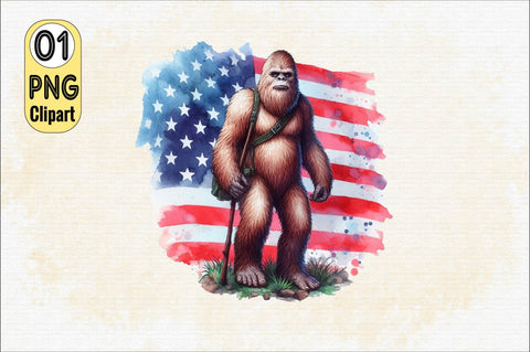 Bigfoot, USA Flag Sublimation Clipart Sublimation SVGArt 