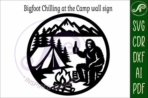Bigfoot with Beer campsite wall art sign, SVG file SVG APInspireddesigns 