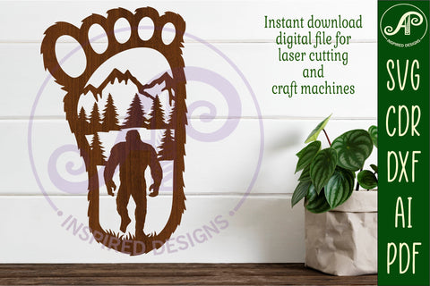Bigfoot yeti footprint wall art sign, SVG file SVG APInspireddesigns 