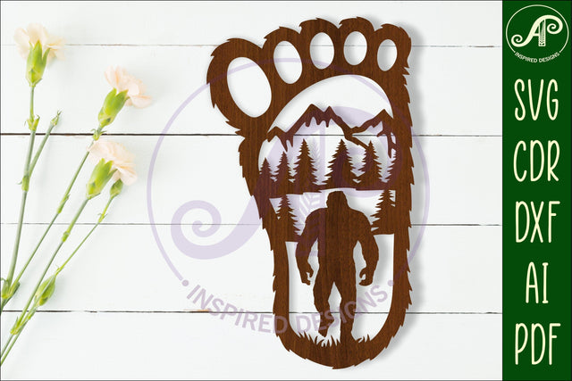 Bigfoot yeti footprint wall art sign, SVG file SVG APInspireddesigns 