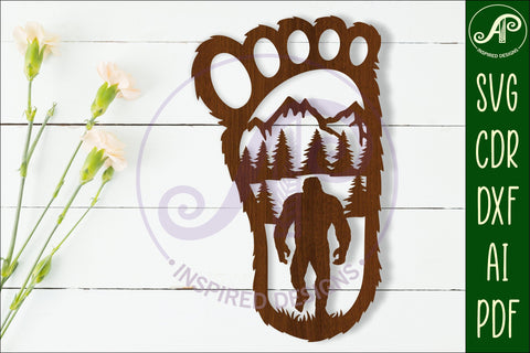 Bigfoot yeti footprint wall art sign, SVG file SVG APInspireddesigns 