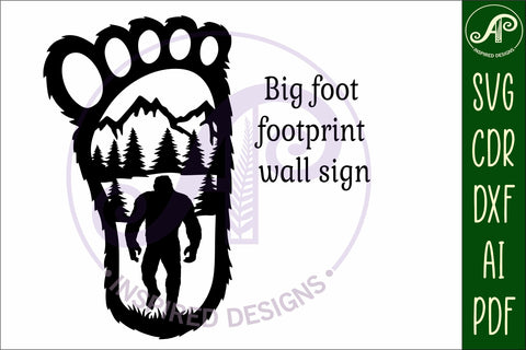 Bigfoot yeti footprint wall art sign, SVG file SVG APInspireddesigns 