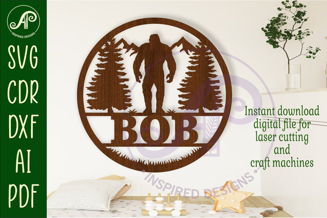 Bigfoot yeti name wall art sign, SVG file SVG APInspireddesigns 
