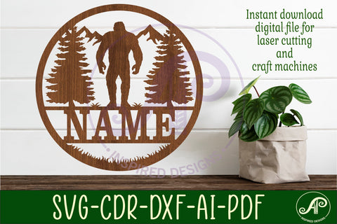 Bigfoot yeti name wall art sign, SVG file SVG APInspireddesigns 